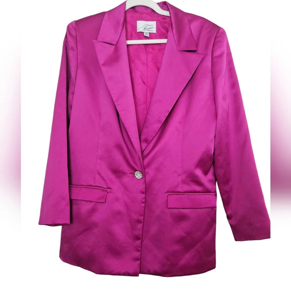 Vintage FARINAE Collections Satin Fushia Blazer. Size medium. - Picture 1 of 9